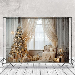 Aperturee - Aperturee Elegant Window Light Christmas Tree Sofa Backdrop