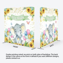 Aperturee - Aperturee Elephant And Sunflower Fabric Backdrop Cover for Baby Shower