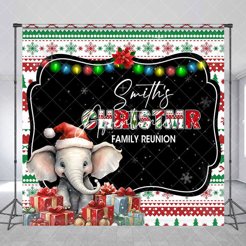 Aperturee - Aperturee Elephant Custom Name Christmr Family Reunion Backdrop