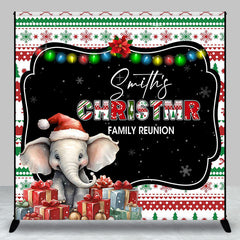 Aperturee - Aperturee Elephant Custom Name Christmr Family Reunion Backdrop