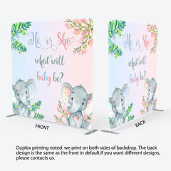 Aperturee - Aperturee Elephant Gender Reveal Fabric Backdrop Cover for Baby Shower