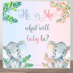 Aperturee - Aperturee Elephant Gender Reveal Fabric Backdrop Cover for Baby Shower