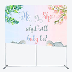 Aperturee - Aperturee Elephant Gender Reveal Fabric Backdrop Cover for Baby Shower