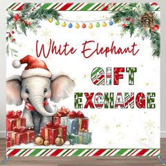 Aperturee - Aperturee Elephant Xmas Gift Exchange Tension Fabric Backdrop