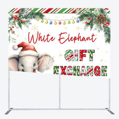 Aperturee - Aperturee Elephant Xmas Gift Exchange Tension Fabric Backdrop