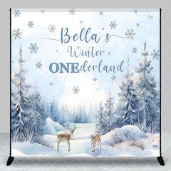 Aperturee - Aperturee Elk Winter Onderland Custom Name Birthday Backdrop