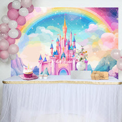 Aperturee - Aperturee Enchant Pink Castle Golden Crowns rainbow Backdrop