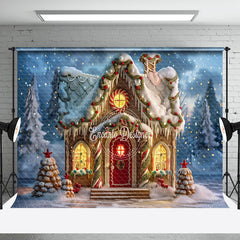 Aperturee - Aperturee Enchanted Candy House Lights Winter Christmas Backdrop