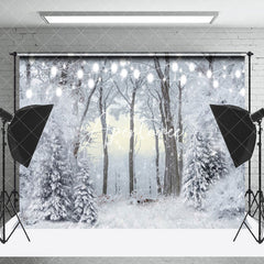 Aperturee - Aperturee Enchanting White Snowy Forest Light Winter Backdrop