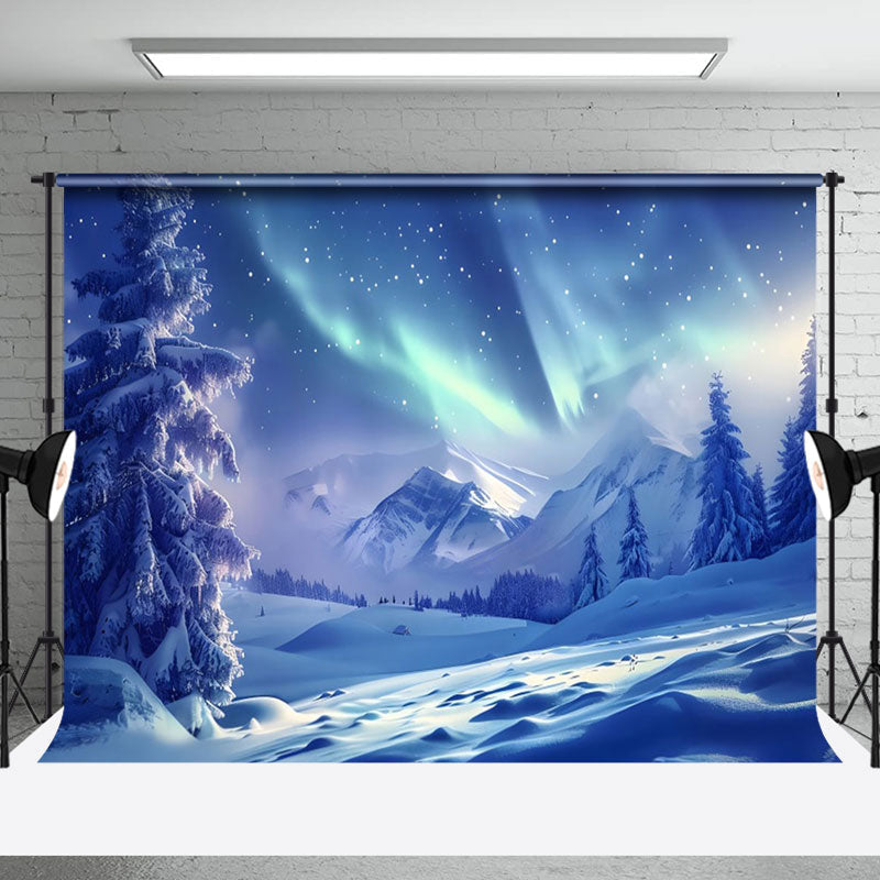 Aperturee - Aperturee Enchanting Winter Night Aurora Borealis Backdrop