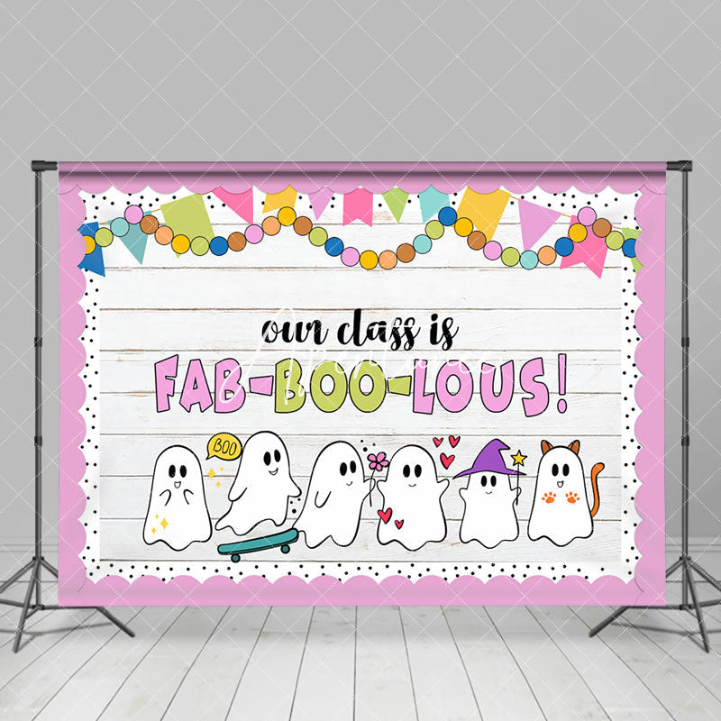 Aperturee - Aperturee Fab Boo Lous Halloween Wood Back To School Backdrop