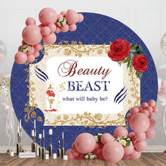 Aperturee - Aperturee Fairy Beauty Beast Floral Round Baby Shower Backdrop