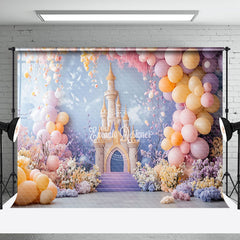 Aperturee - Aperturee Fairy Castle Balloons Floral Cake Smash Backdrop