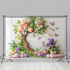 Aperturee - Aperturee Fairy Color Tree Butterfly Floral Cake Smash Backdrop