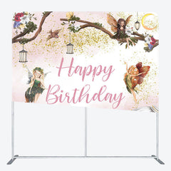 Aperturee - Aperturee Fairy Floral Mushroom Spring Happy Birthday Backdrop