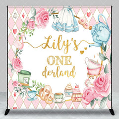 Aperturee - Aperturee Fairy Floral Onederland Custom Name Birthday Backdrop