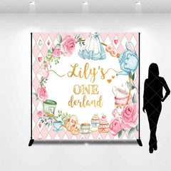 Aperturee - Aperturee Fairy Floral Onederland Custom Name Birthday Backdrop