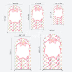 Aperturee - Aperturee Fairy Pink Bow Tie Floral Birthday Arch Backdrop