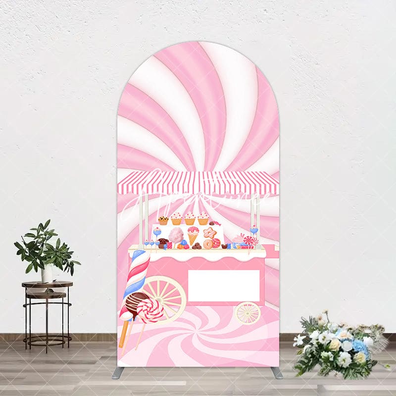 Aperturee - Aperturee Fairy Pink Candyland Rainbow Birthday Arch Backdrop