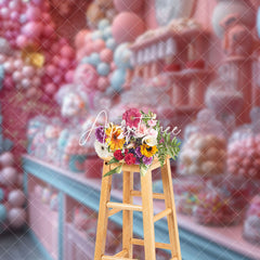 Aperturee - Aperturee Fairy Pink Sweet Candy Store Cake Smash Backdrop