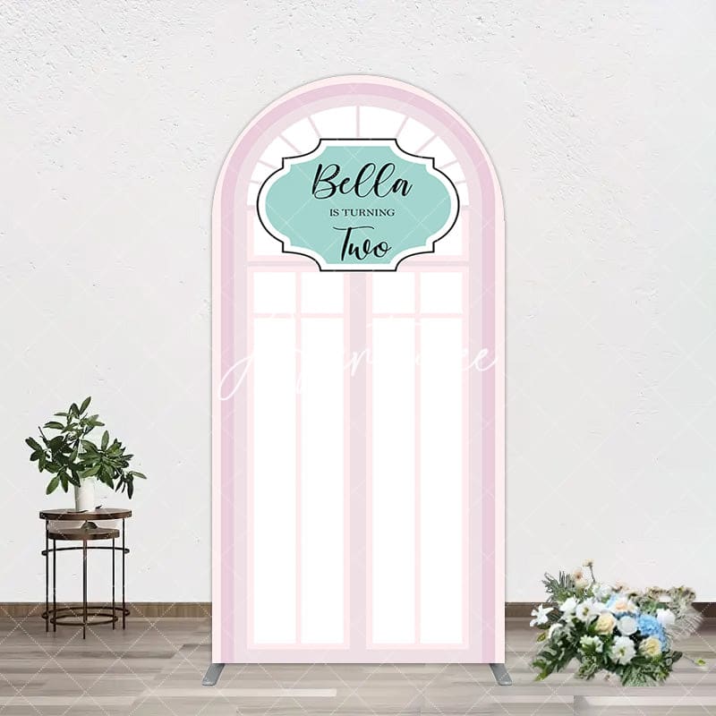 Aperturee - Aperturee Fairy Pink Window 2bd Birthday Party Arch Backdrop