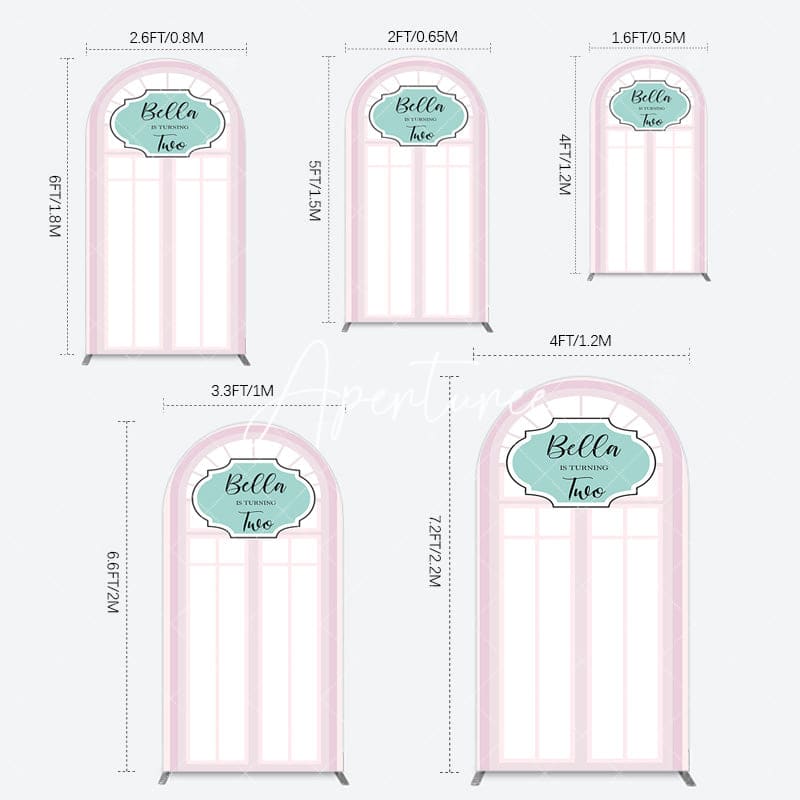 Aperturee - Aperturee Fairy Pink Window 2bd Birthday Party Arch Backdrop