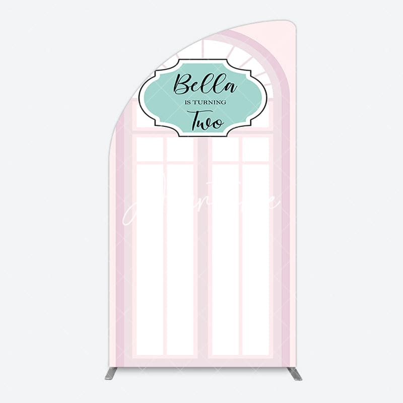 Aperturee - Aperturee Fairy Pink Window 2bd Birthday Party Half Moon Arch Backdrop