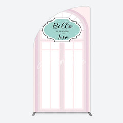 Aperturee - Aperturee Fairy Pink Window 2bd Birthday Party Half Moon Arch Backdrop