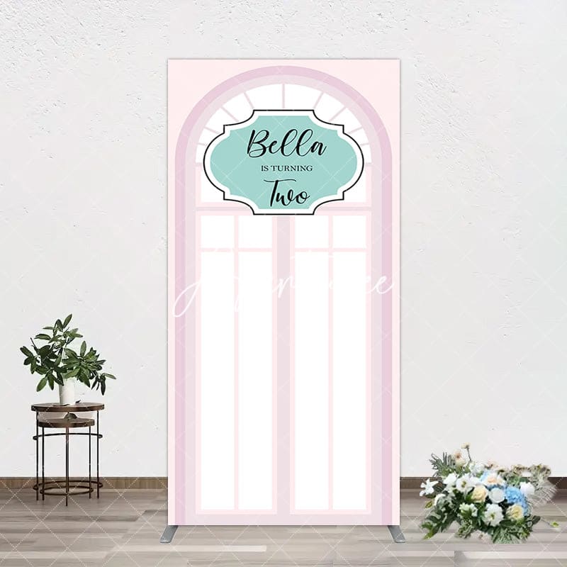 Aperturee - Aperturee Fairy Pink Window 2bd Birthday Party Rectangle Backdrop