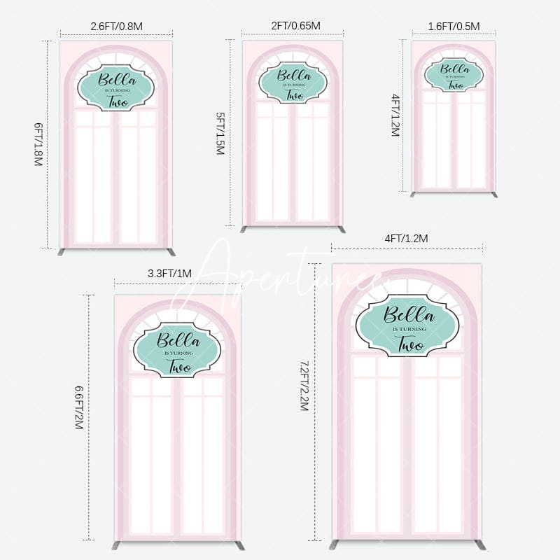 Aperturee - Aperturee Fairy Pink Window 2bd Birthday Party Rectangle Backdrop