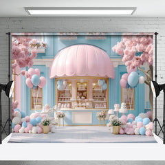 Aperturee - Aperturee Fairy Tale Blue Pink Dessert Shop Cake Smash Backdrop