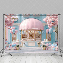 Aperturee - Aperturee Fairy Tale Blue Pink Dessert Shop Cake Smash Backdrop