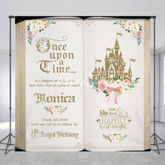 Aperturee - Aperturee Fairy Tale Book Custom Name 8th Birthday Backdrop