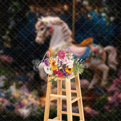 Aperturee - Aperturee Fairy Tale Carousel Floral Firefly Fine Art Backdrop