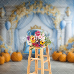 Aperturee - Aperturee Fairy Tale Carriage Floral Cake Smash Photo Backdrop