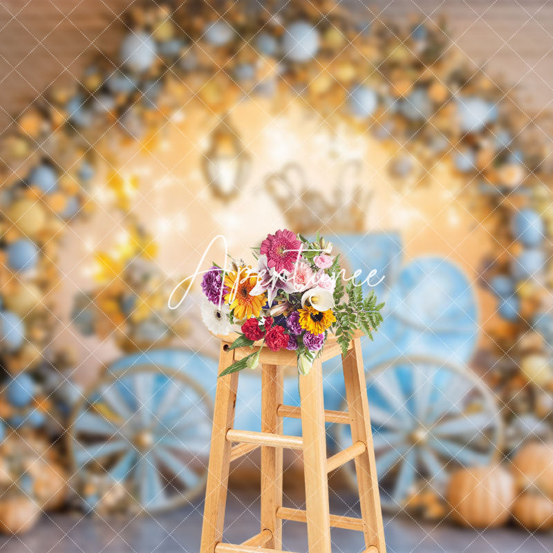 Aperturee - Aperturee Fairy Tale Carriage Pumpkins Cake Smash Backdrop