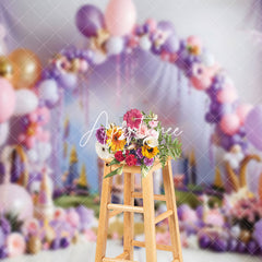 Aperturee - Aperturee Fairy Tale Castle Arch Balloons Cake Smash Backdrop