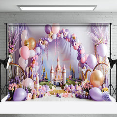 Aperturee - Aperturee Fairy Tale Castle Arch Balloons Cake Smash Backdrop