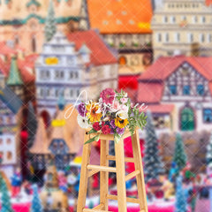 Aperturee - Aperturee Fairy Tale Colorful Town Christmas Vibe Backdrop