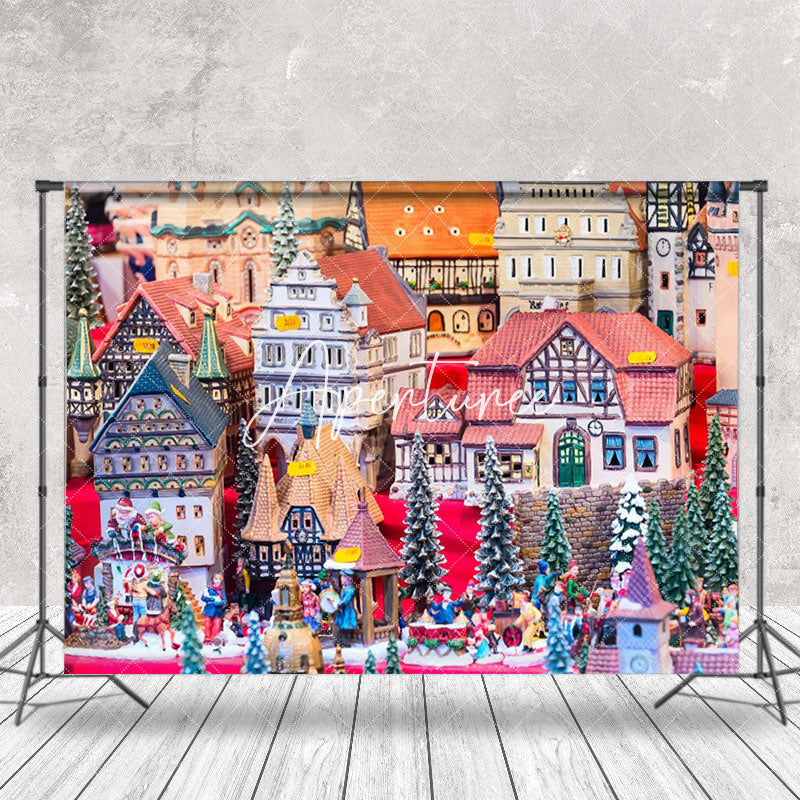 Aperturee - Aperturee Fairy Tale Colorful Town Christmas Vibe Backdrop