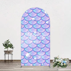 Aperturee - Aperturee Fairy Tale Mermaid Scale Pearl Birthday Arch Backdrop