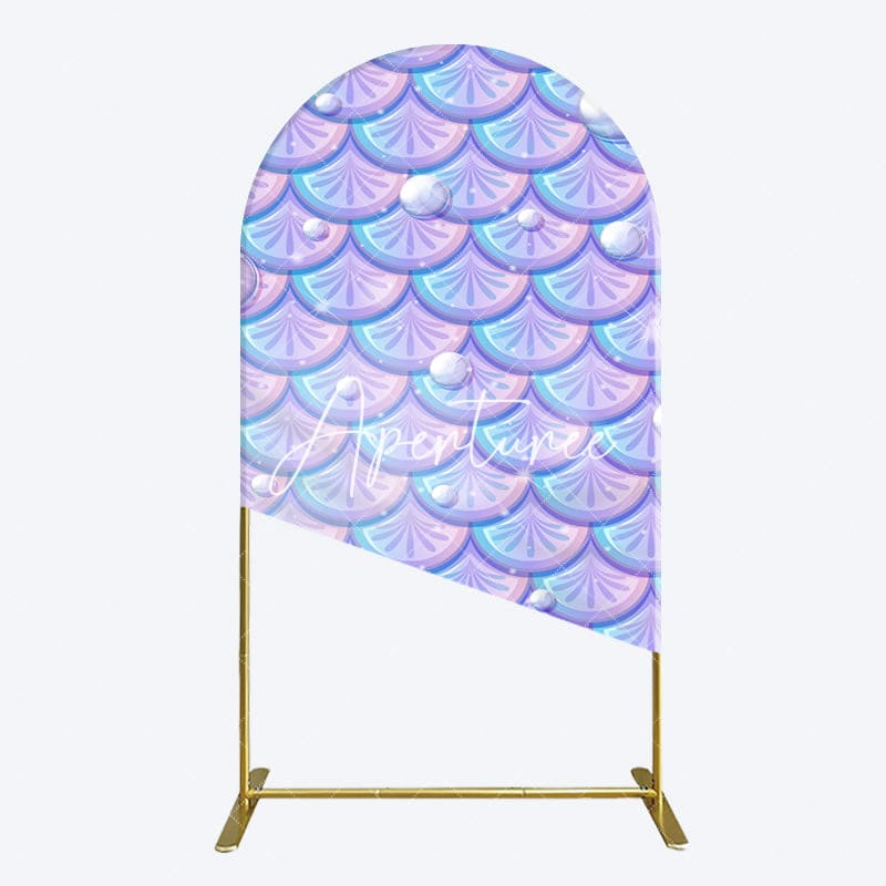 Aperturee - Aperturee Fairy Tale Mermaid Scale Pearl Birthday Arch Backdrop