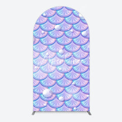 Aperturee - Aperturee Fairy Tale Mermaid Scale Pearl Birthday Arch Backdrop