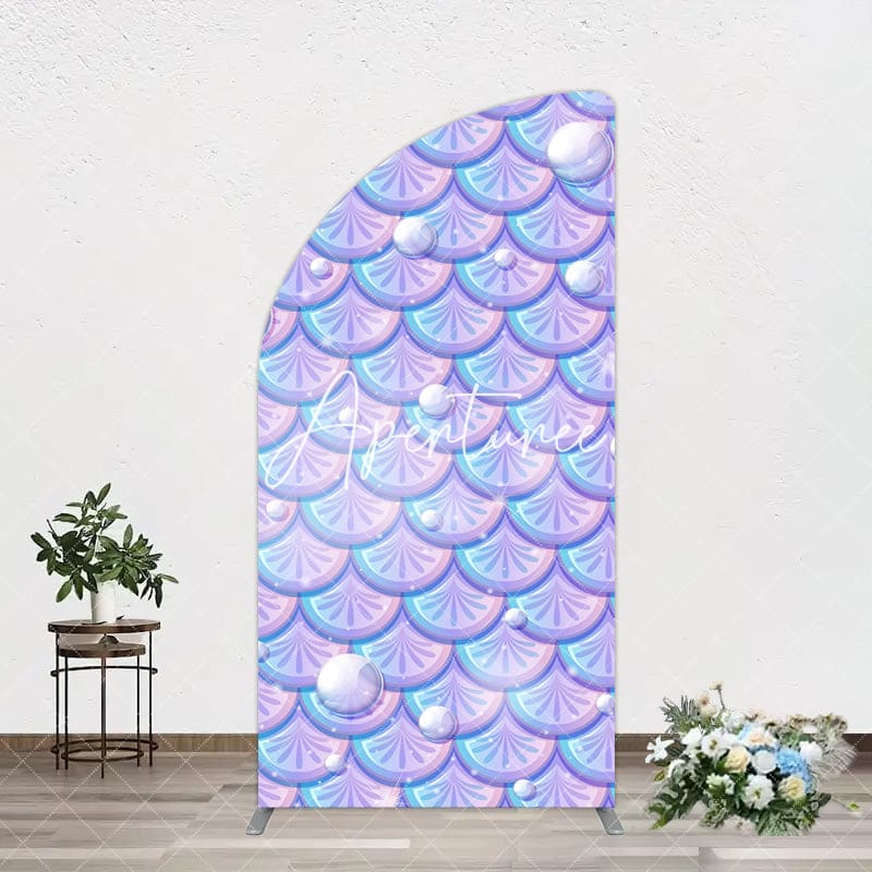 Aperturee - Aperturee Fairy Tale Mermaid Scale Pearl Birthday Half Moon Arch Backdrop