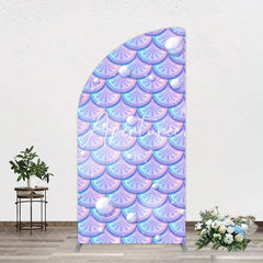 Aperturee - Aperturee Fairy Tale Mermaid Scale Pearl Birthday Half Moon Arch Backdrop