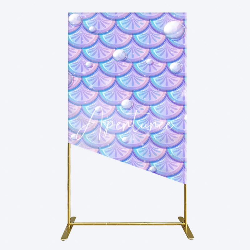 Aperturee - Aperturee Fairy Tale Mermaid Scale Pearl Birthday Rectangle Backdrop