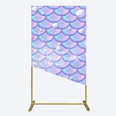 Aperturee - Aperturee Fairy Tale Mermaid Scale Pearl Birthday Rectangle Backdrop