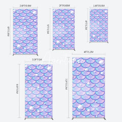 Aperturee - Aperturee Fairy Tale Mermaid Scale Pearl Birthday Rectangle Backdrop