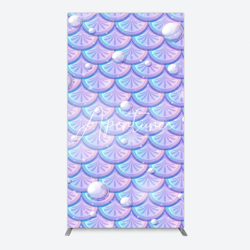 Aperturee - Aperturee Fairy Tale Mermaid Scale Pearl Birthday Rectangle Backdrop