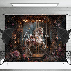 Aperturee - Aperturee Fairy Tale Night Floral Carousel Fine Art Backdrop